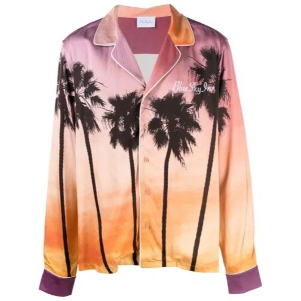 Blue Sky Inn Palm Tree Print Shirt In Orange